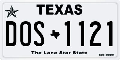 TX license plate DOS1121