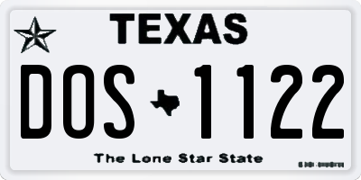 TX license plate DOS1122