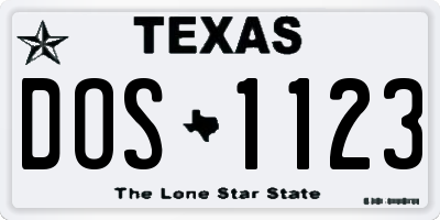 TX license plate DOS1123