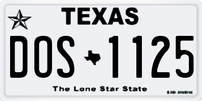 TX license plate DOS1125