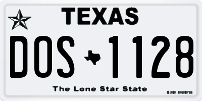 TX license plate DOS1128