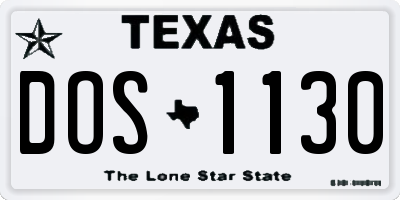 TX license plate DOS1130