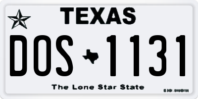 TX license plate DOS1131