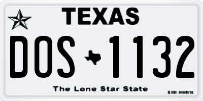 TX license plate DOS1132