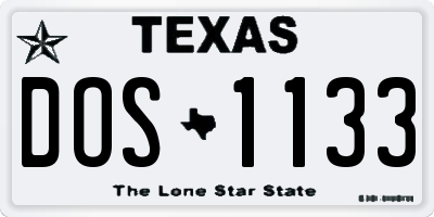 TX license plate DOS1133