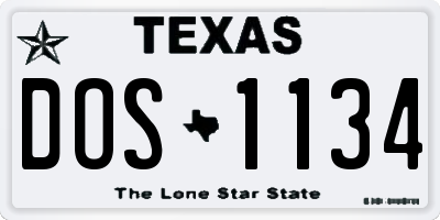 TX license plate DOS1134