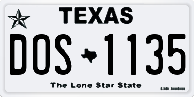 TX license plate DOS1135