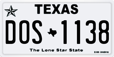 TX license plate DOS1138