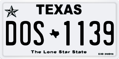 TX license plate DOS1139