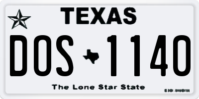 TX license plate DOS1140