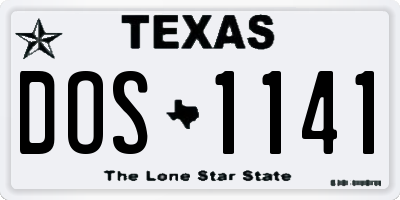 TX license plate DOS1141