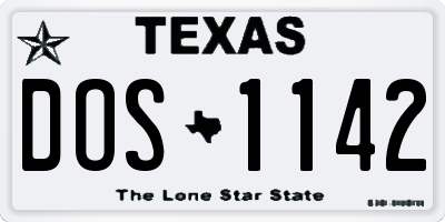 TX license plate DOS1142