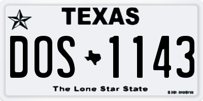 TX license plate DOS1143