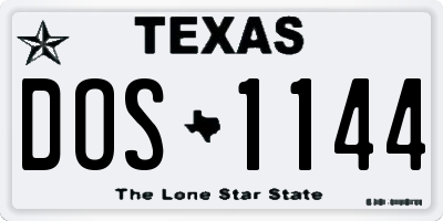 TX license plate DOS1144