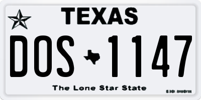 TX license plate DOS1147