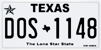 TX license plate DOS1148