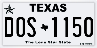 TX license plate DOS1150