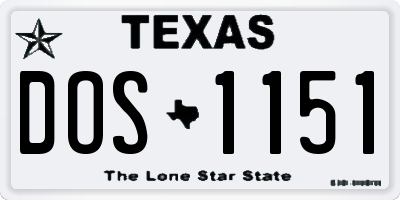 TX license plate DOS1151
