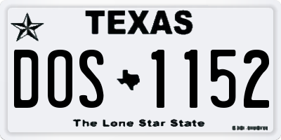 TX license plate DOS1152