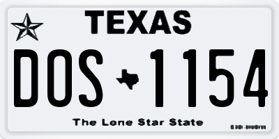 TX license plate DOS1154