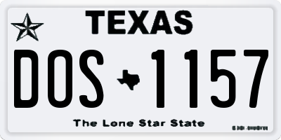 TX license plate DOS1157
