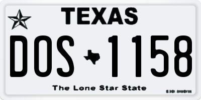 TX license plate DOS1158