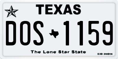 TX license plate DOS1159