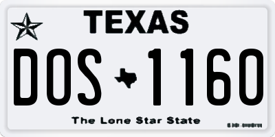 TX license plate DOS1160