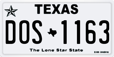 TX license plate DOS1163