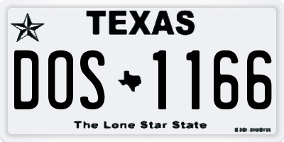 TX license plate DOS1166