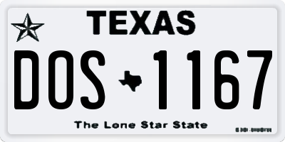 TX license plate DOS1167