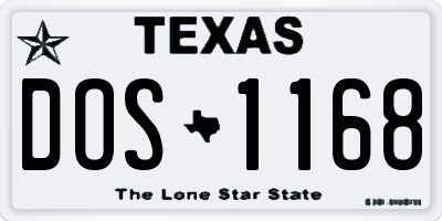 TX license plate DOS1168