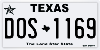 TX license plate DOS1169