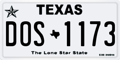 TX license plate DOS1173