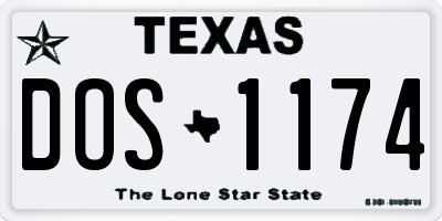 TX license plate DOS1174