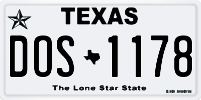 TX license plate DOS1178