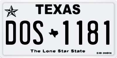 TX license plate DOS1181