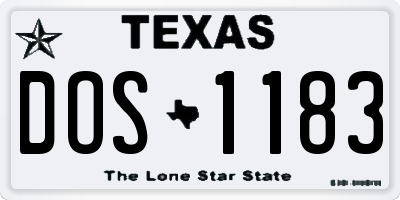TX license plate DOS1183