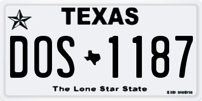 TX license plate DOS1187