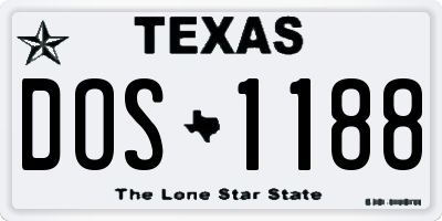 TX license plate DOS1188