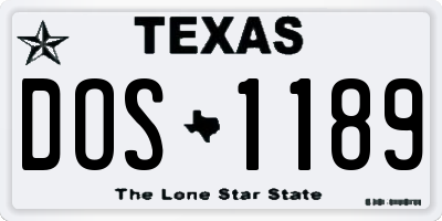 TX license plate DOS1189