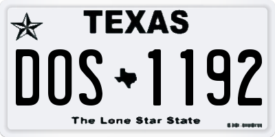 TX license plate DOS1192