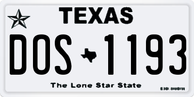 TX license plate DOS1193