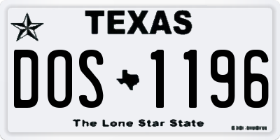 TX license plate DOS1196
