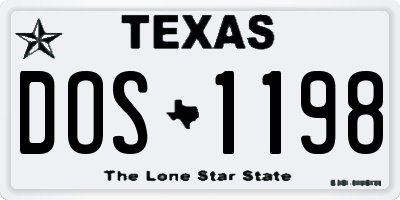 TX license plate DOS1198