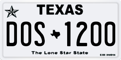 TX license plate DOS1200