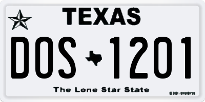 TX license plate DOS1201