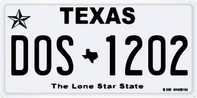 TX license plate DOS1202