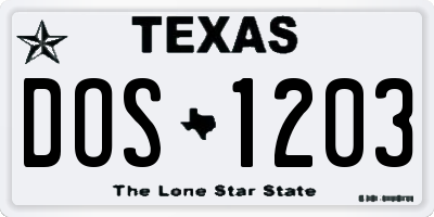 TX license plate DOS1203