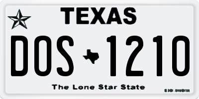TX license plate DOS1210